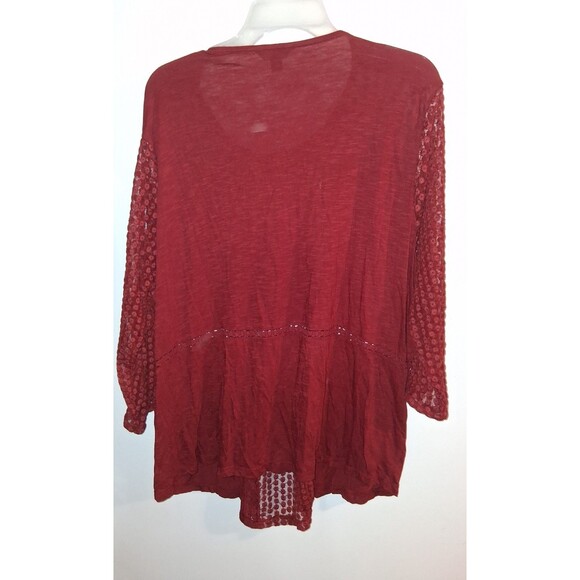 Lucky Brand Burgundy 3/4 Sleeve Blouse Sz 3X - Picture 2 of 2